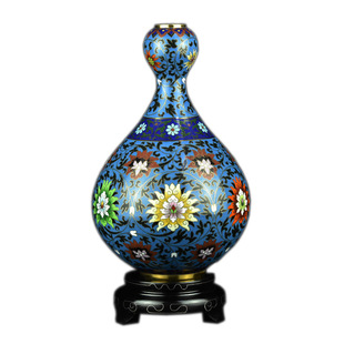 北京景泰蓝花瓶10寸蒜头瓶传统纯手工艺中式装饰礼品赠张向东证书