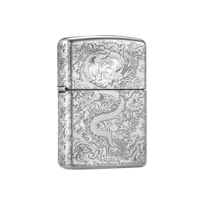 zippo打火机重甲雕刻纯银系列