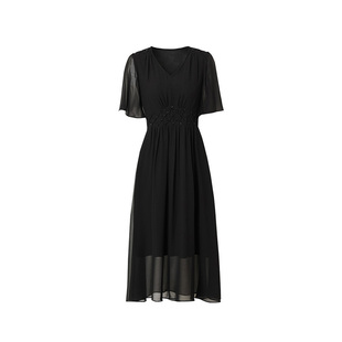 海青蓝 连衣裙夏女2026新款女装纯色高级漂亮中长款法式黑色裙子