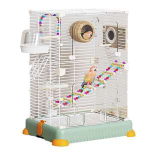 洁西鹦鹉鸟笼虎皮玄凤牡丹文鸟绣眼大号别墅金属居家大空间观赏笼