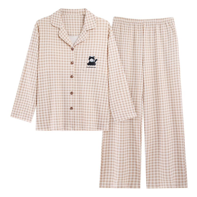 家曼妃女款睡衣春秋季长袖家居服