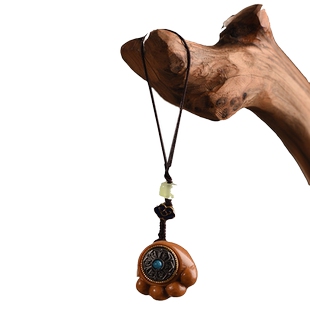 玄同猫爪转转钥匙扣手把件绿檀香木转钱解压挂件手机挂饰文玩