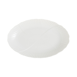 陶瓷纯白鱼盘高级感家用蒸鱼盘烤鱼大号装鱼盘新款菜盘椭圆形盘子