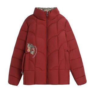 中老年国风棉衣冬季短款羽绒棉服妈妈新款洋气保暖加厚外套小棉袄