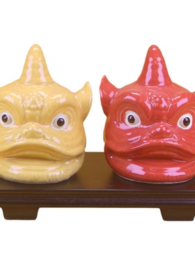 新品特价石湾公仔醒狮狮头摆件新中式陶瓷工艺品装饰摆设岭南特色