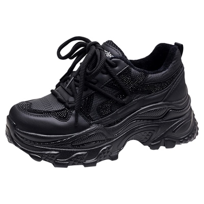 加绒加厚女士老爹鞋厚底增高