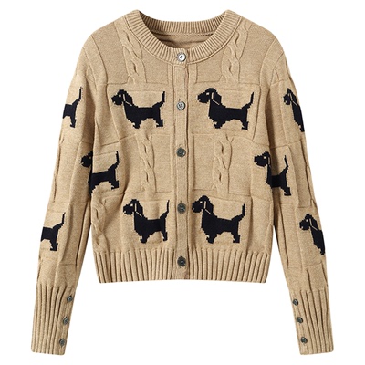 DDXZ夕子设计感小狗针织开衫女