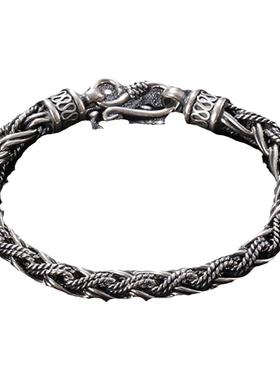 老银匠交织麻花手链时尚925