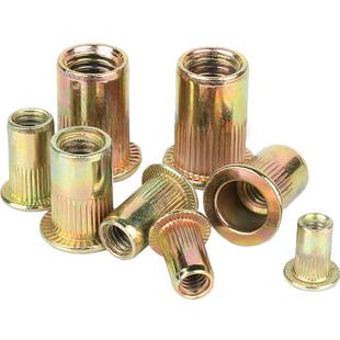 铁彩锌平头拉铆螺母 铆螺母柱条纹拉铆螺帽滚花拉母M3M4M5M6M8M12