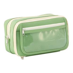 熊猫绿色笔袋透明女生设计感文具袋超大容量2024年新款高颜值小众文具盒初中生高中铅笔盒女生小学生男孩子款