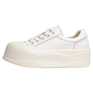 「鞋登」2025新款秋丑萌厚底小白鞋女增高6cm小香风大头休闲板鞋