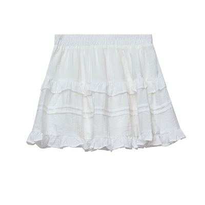 DM100大码百分百女装秋季微胖mm芭蕾风纯色木耳边蓬蓬短裙半身裙