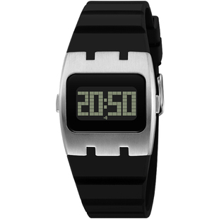 千禧风复古未来风小众百搭多功能运动电子表简约高级金属方块手表