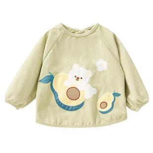 欧孕宝宝罩衣秋冬外穿儿童灯芯绒防水防脏吃饭围兜婴儿辅食反穿衣