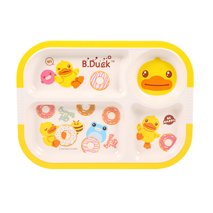 五和小黄鸭餐具儿童碗宝宝餐盘分格盘可爱辅食碗食品级家用卡通碗