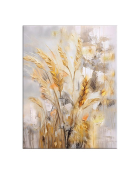 纯手绘油画简约客厅装饰画玄关走廊过道壁画艺术花卉麦穗餐厅挂画