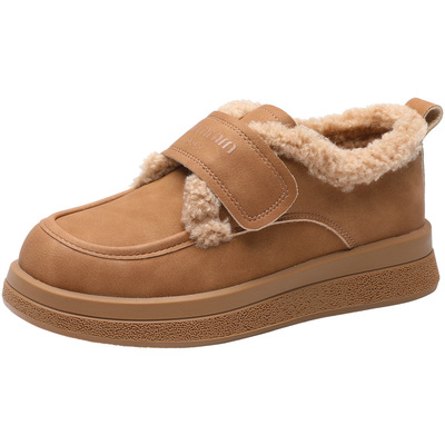 棉靴时尚休闲平底魔术贴