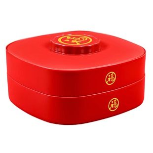 糖果盒礼盒塑料客厅茶几干果盘零食收纳瓜子干果盒子红色密封带盖