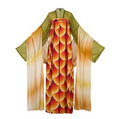 夏季对襟衫披帛真丝双绉雪纺汉服
