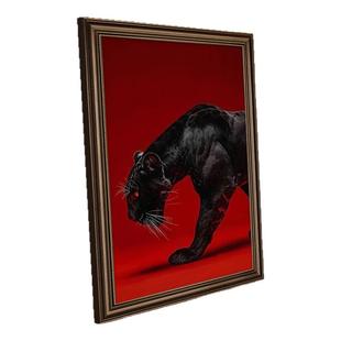 粉色金钱豹子客厅美式复古客厅装饰画抽象入户迎门墙轻奢高级感