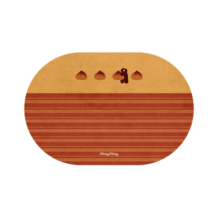 okay鲁伊条纹浴室吸水地垫松鼠坚果厕所门口脚垫卫生间门垫防滑垫