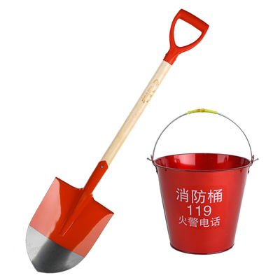 消防桶铁锹不锈钢灭火半圆黄沙