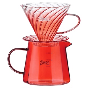 Bincoo鹦鹉螺滤杯v60玻璃手冲咖啡壶套装石榴红分享壶咖啡壶全套