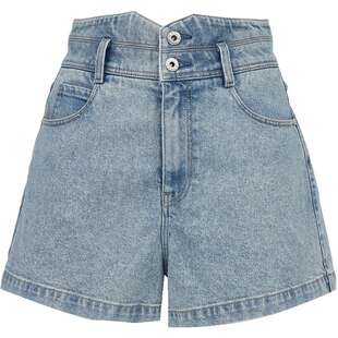 ONLY2025夏季新款莱赛尔蝴蝶结高腰两粒扣A字遮肉短裤牛仔裤女