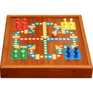 飞行棋实木台式磁性棋类玩具跳棋二合一大号儿童学生益智游戏棋