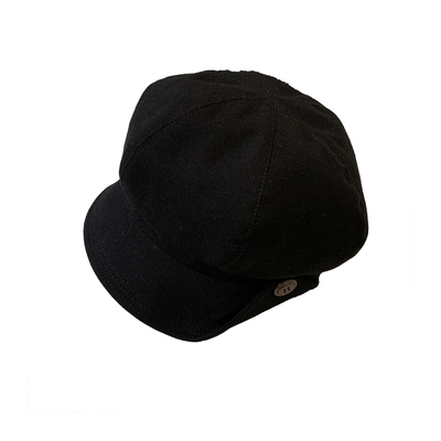 复古卷边纽扣八角贝雷帽女高级感