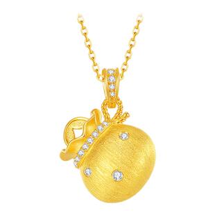 周大生吉祥满盈纯银项链福袋新中式国风锁骨链生日礼物送女友