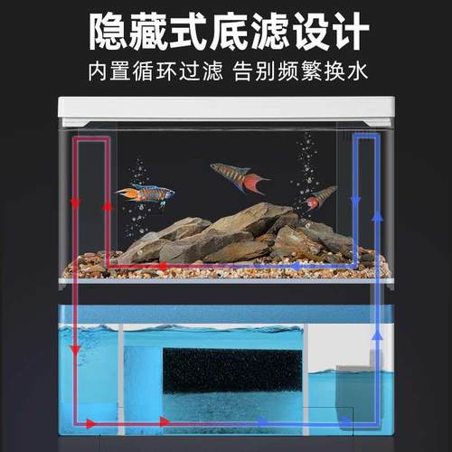 鱼乐多迷你底滤鱼缸斗鱼缸桌面免换水超白高透微海水族箱过滤生态