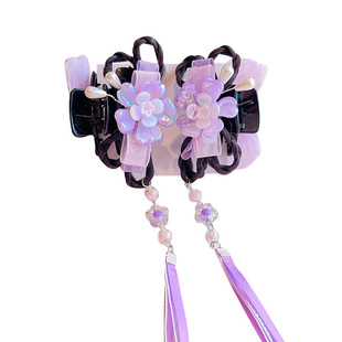 2025新款儿童古风头饰超萌可爱花朵珍珠发夹女童抓夹宝宝汉服发卡