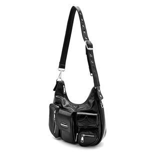 木与石 包包女2025新款银色百搭单肩机车包大容量辣妹通勤斜挎包