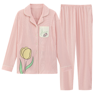 带胸垫月子服春秋季纯棉哺乳孕妇睡衣夏薄款吸汗产后外出喂奶套装