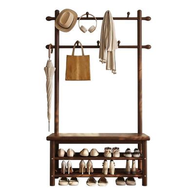 三梦实木换鞋凳挂衣架鞋架子鞋柜