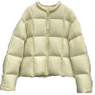 2025冬新款加厚90白鸭绒羽绒服女方块泡芙圆领简约短款韩版宽松潮