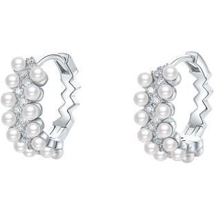 周六福珍珠耳钉女贝珠S925银耳饰小众气质送女友本命年礼物