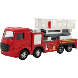 钢力威合金消防车耐摔玩具车男孩仿真登高升降云梯汽车惯性工程车