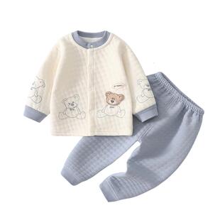 婴儿衣服秋冬夹棉保暖分体套装宝宝春装男宝婴幼儿秋衣纯棉内衣小