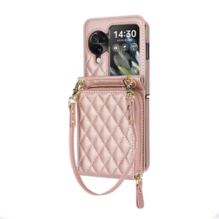 折叠屏斜挎包适用oppofindN3flip手机壳zflip6零钱包华为p50pocket 2带挂绳razr40保护套xflip肩带小香风卡包