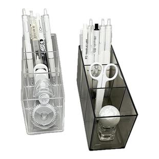 透明笔筒多功能大容量文具收纳盒办公桌面摆件学校课桌上简约笔架