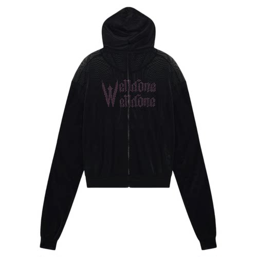 WE11DONE男女同款刺绣全拉链网眼连帽衫