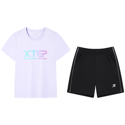 特步童装女童短袖套装2026年夏季款儿童速干运动服两件套夏装裤子