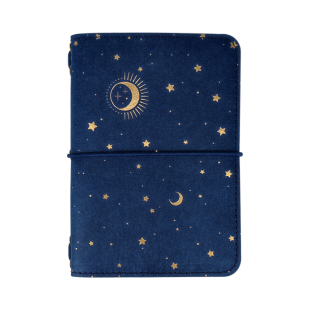 遵爵梵星月夜水彩本手账本加厚200g全棉浆纸中粗纹TN本线圈活页复古文艺旅行牛皮纸笔记本A7空白打卡盖章本