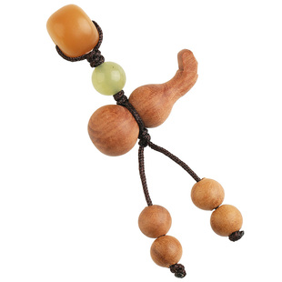 天然桃木隔珠葫芦配件钱袋流苏挂坠手串diy手工小提溜配饰平安扣