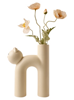 可爱猫猫简约创意花瓶高级感奶油风摆件客厅插花神器家居装饰品