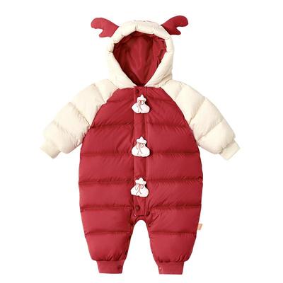 贝肽斯婴儿羽绒连体衣爬服冬装