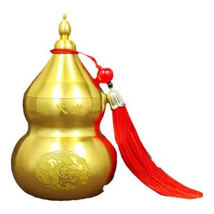 黄铜避火龙瓶子厨房西北角破火烧天门摆件开口铜葫芦瓶正北东北角