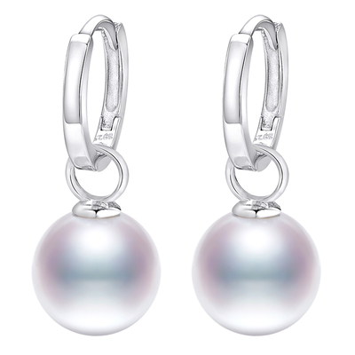 黛米珠宝 追风者 9-11mm圆形白色淡水珍珠耳环 S925银耳饰-配证书